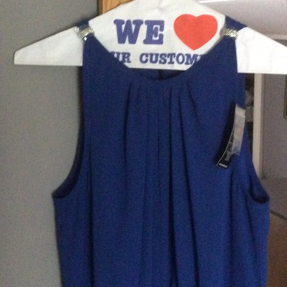 Blue Embellished Chiffon Long Formal Dress Ralph Lauren Women's Size 8 Gown
